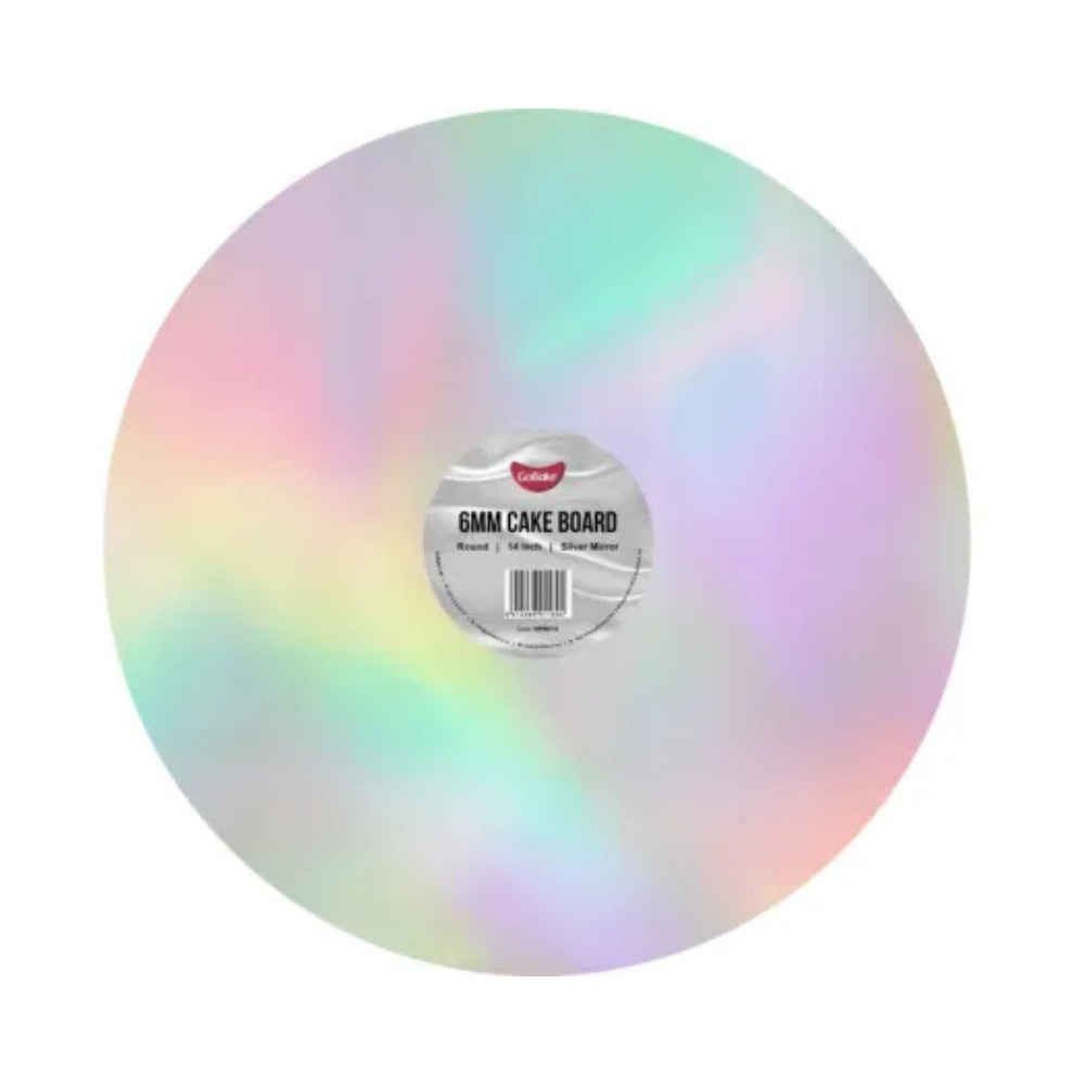 Wrapped Mirror Silver Masonite Cake Board 14inch 35.5cm