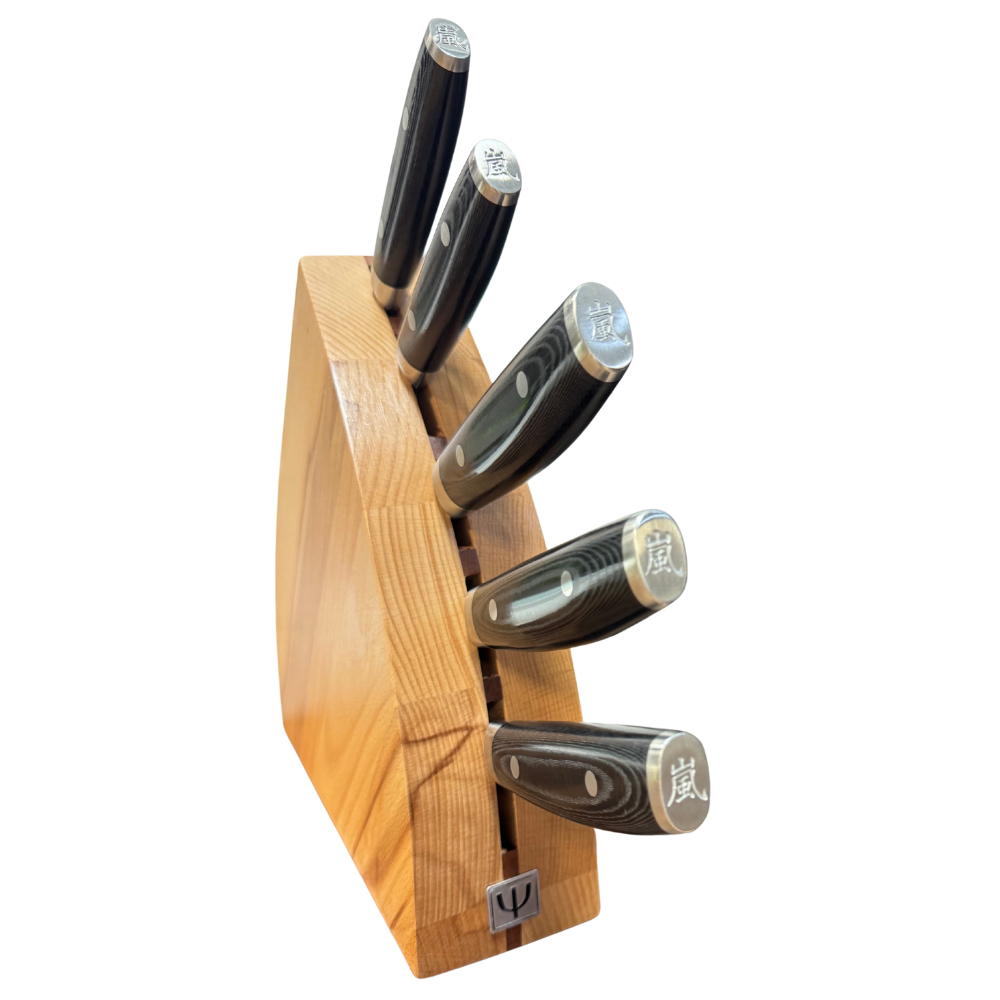 Yaxell Ran Plus Damascus 6-Piece Japanese Knife Block Set (1)
