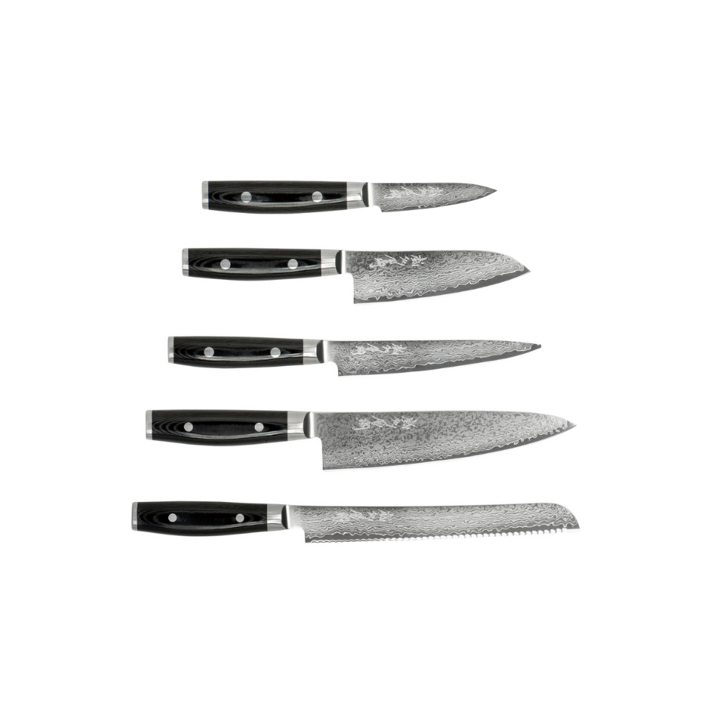 Yaxell Ran Plus Damascus 6-Piece Japanese Knife Block Set (2)