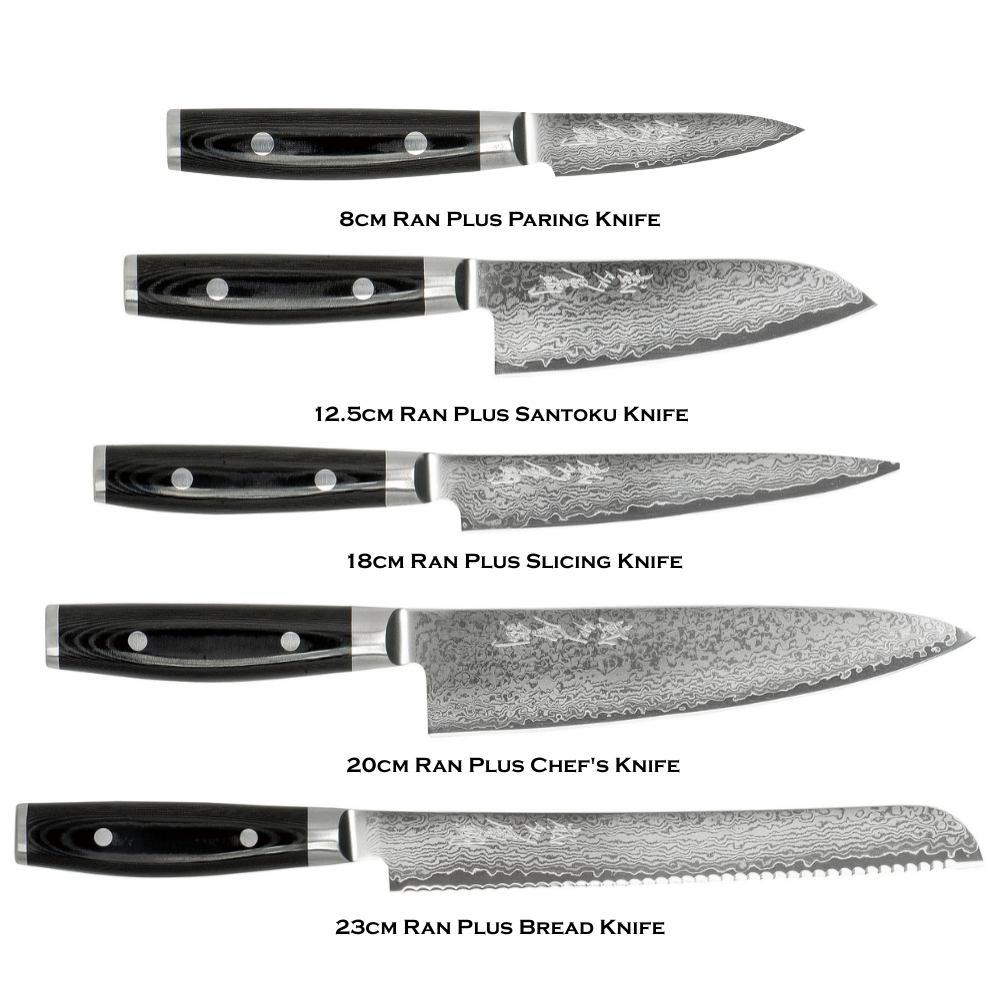 Yaxell Ran Plus Damascus 6-Piece Japanese Knives