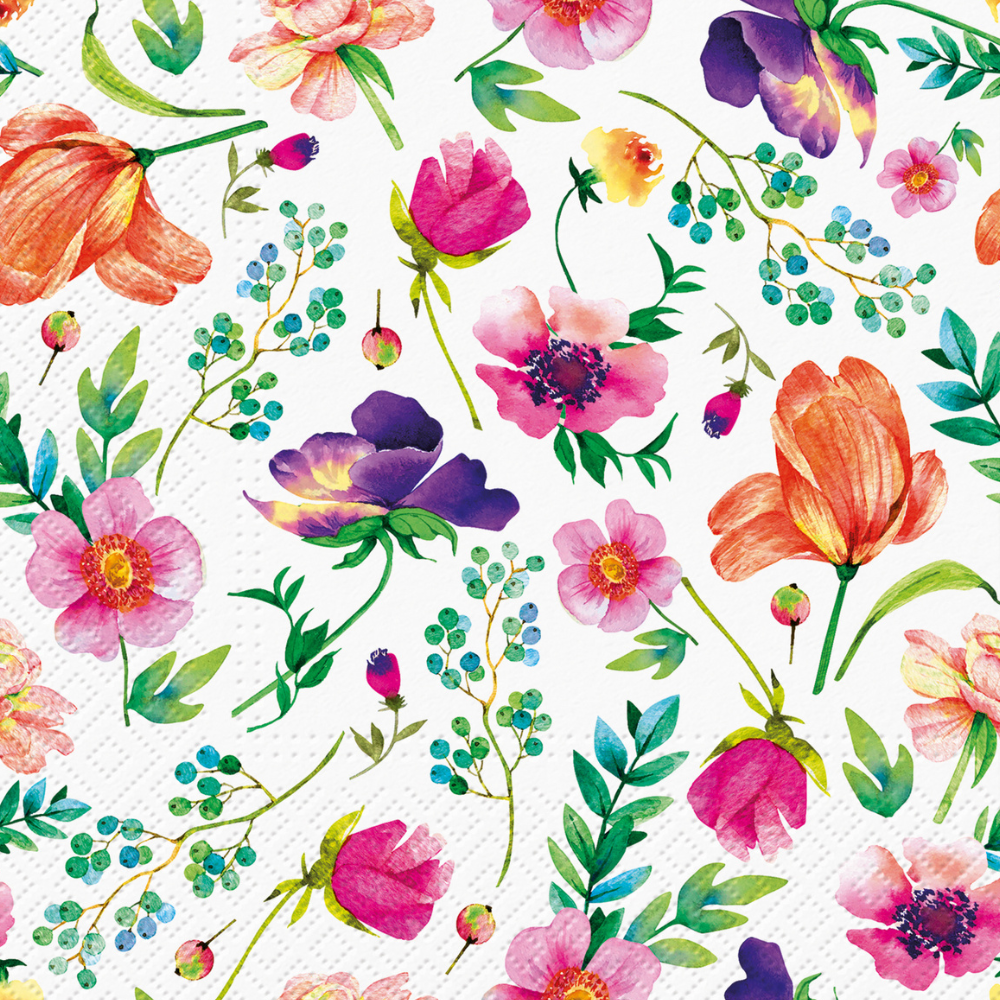 61564 PAW Decor Lunch Napkins 33cm Flower Arrangement Pack of 20