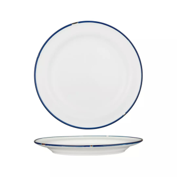 Luzerne Tin Tin White/Navy Plate with Wide Rim