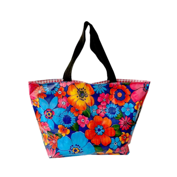 BenElke Beach Bag Raining Flowers Navy
