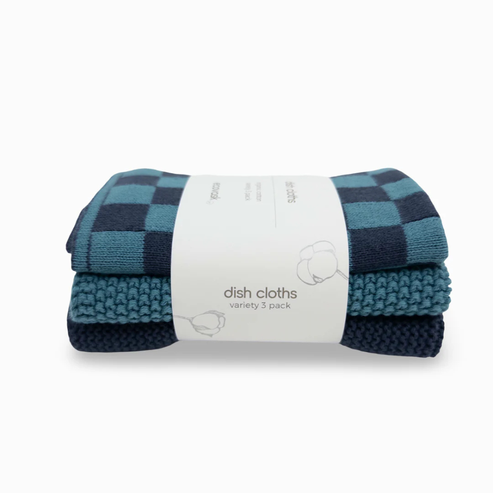 Ecovask Mixed Cloths 3 Pack Tasman Navy Chequer (1)