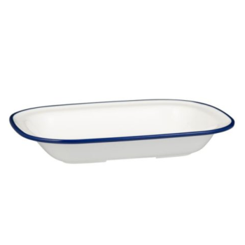 Ryner Melamine Evoke Blue Rim Rectangular Dish 27cm