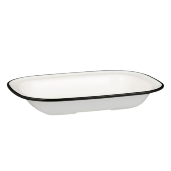 Ryner Melamine Evoke Black Rim Rectangular Dish 27cm