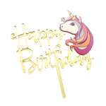 Cake Craft Gold Acrylic Cake Topper Happy Birthday Unicorn