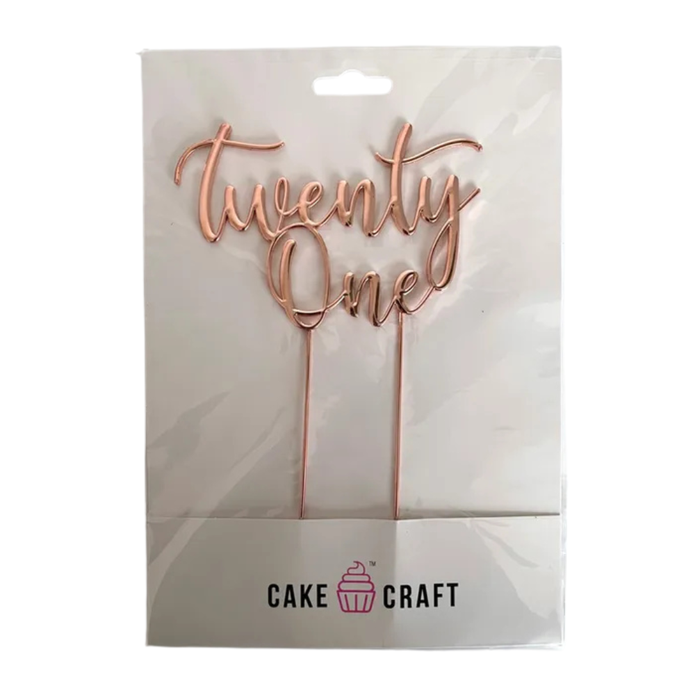 CAKE CRAFT METAL TOPPER TWENTY ONE ROSE GOLD 10CM