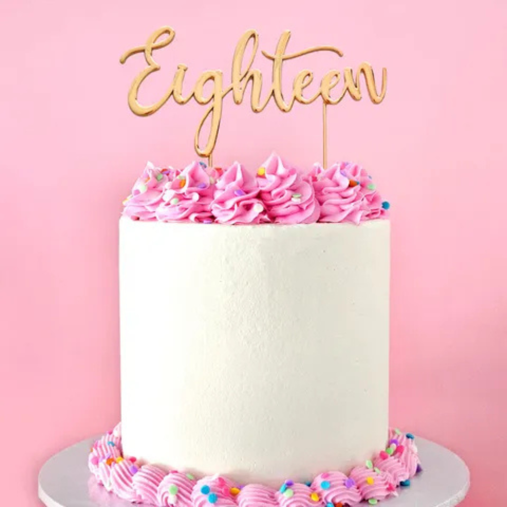Cake Craft Gold Metal Cake Topper Eighteen 12cm (1)