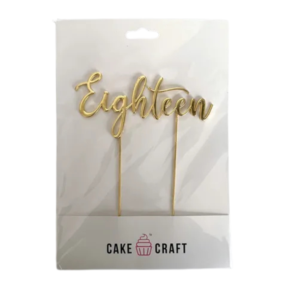 Cake Craft Gold Metal Cake Topper Eighteen 12cm