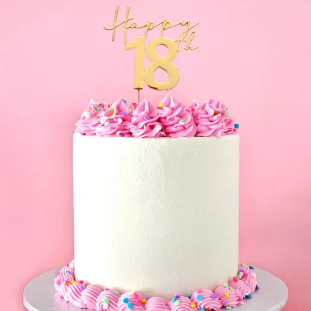 Cake Craft Gold Metal Cake Topper Happy 18th 12cm (1)