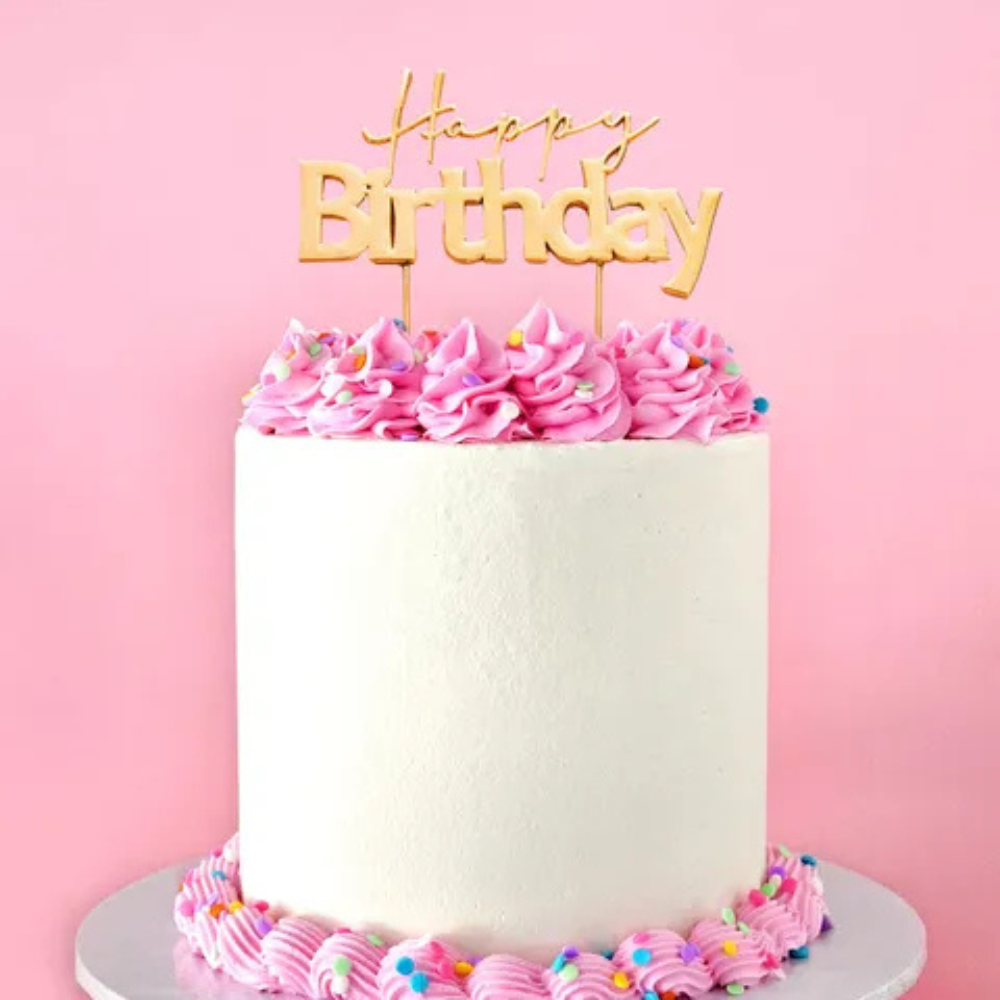 Cake Craft Gold Metal Cake Topper Happy Birthday (1)