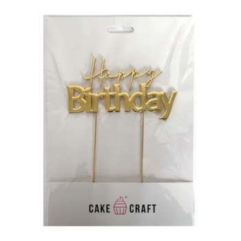 Cake Craft Gold Metal Cake Topper Happy Birthday