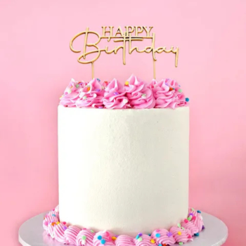 Cake Craft Gold Metal Cake Topper Happy Birthday Stylish (1)