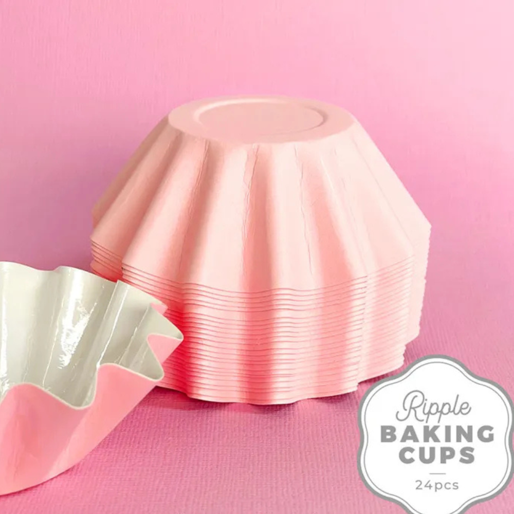 Cake Craft Ripple Baking Cup 24 Pack Pink