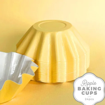 Cake Craft Ripple Baking Cups 24 Pack Yellow
