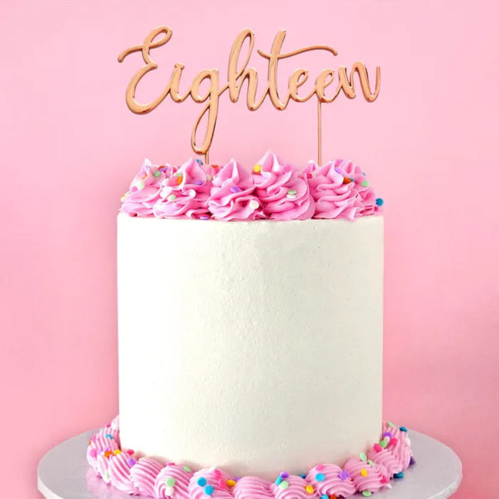 Cake Craft Rose Gold Metal Cake Topper Eighteen (1)