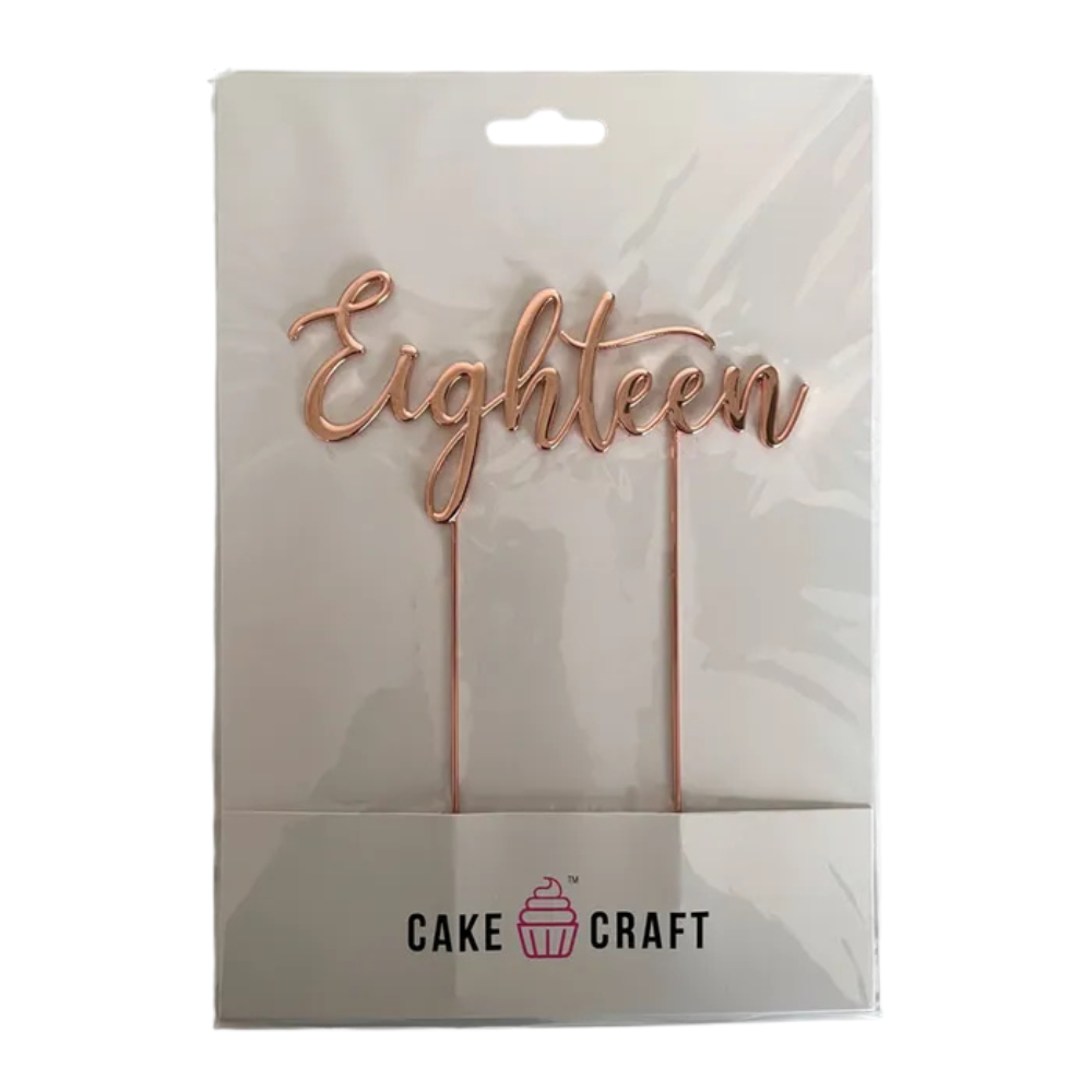 Cake Craft Rose Gold Metal Cake Topper Eighteen