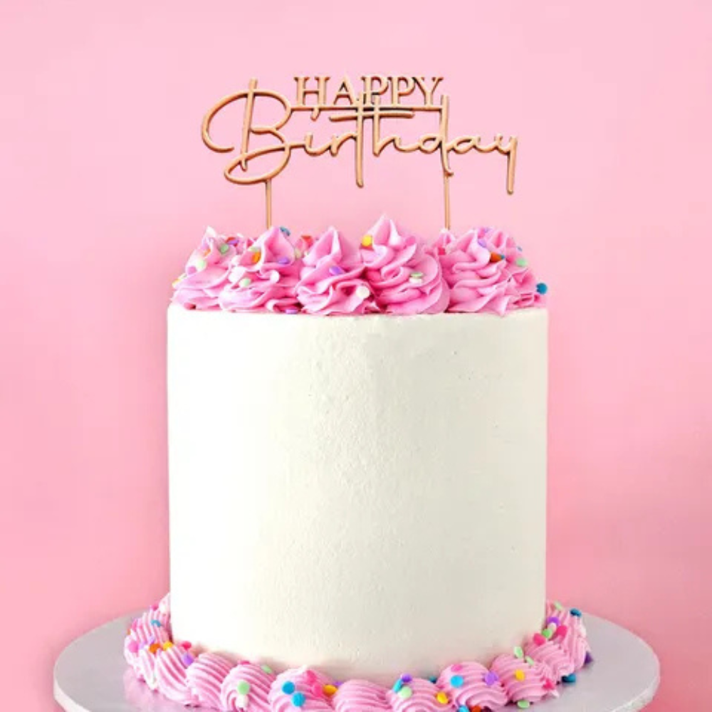Cake Craft Rose Gold Metal Cake Topper Happy Birthday Stylish (1)