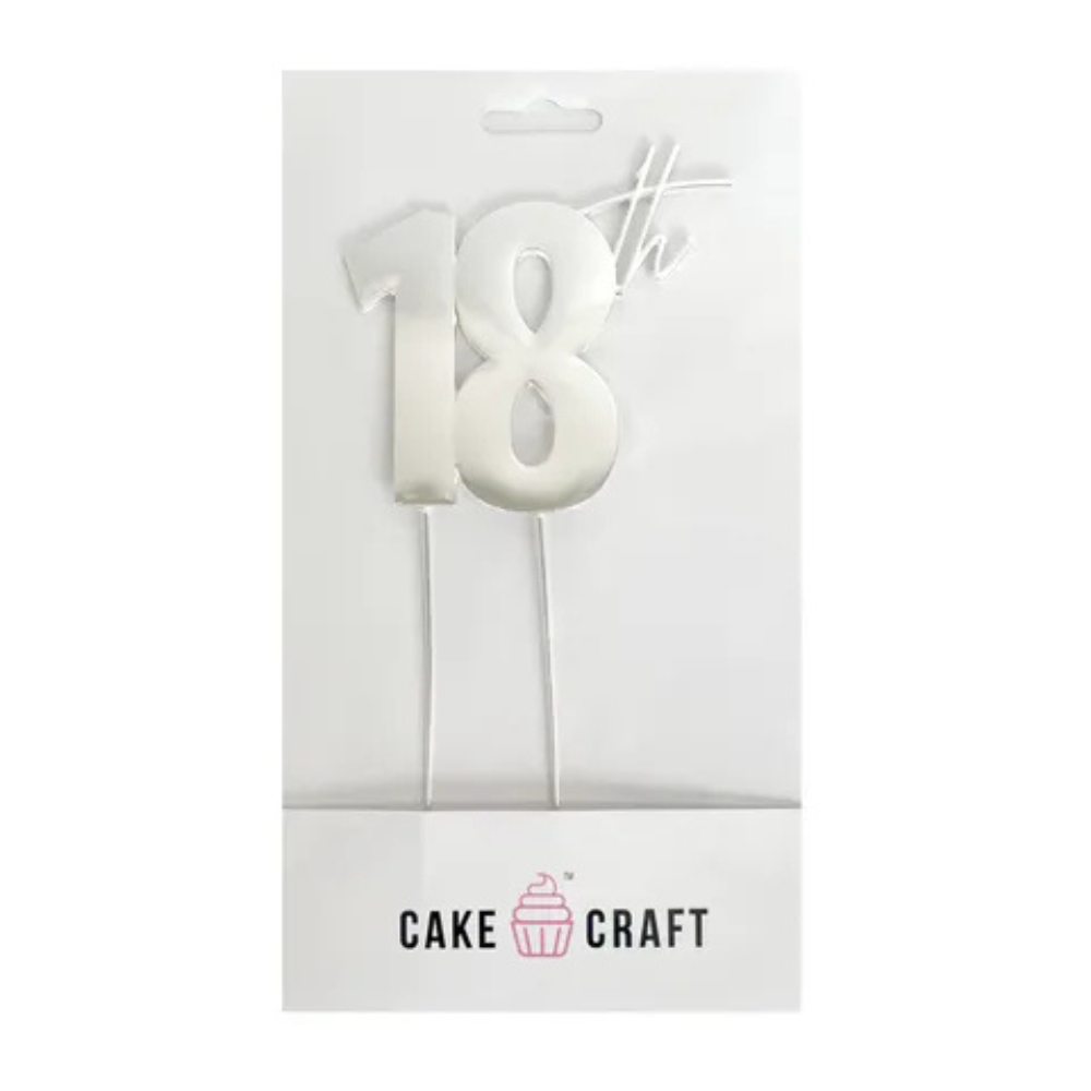 Cake Craft Silver Metal Cake Topper 18th 9cm
