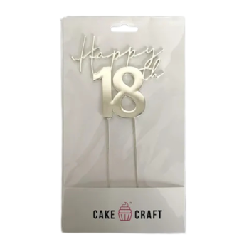 Cake Craft Silver Metal Cake Topper Happy 18th 12cm