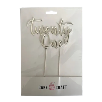 Cake Craft Silver Metal Cake Topper Twenty One 10cm