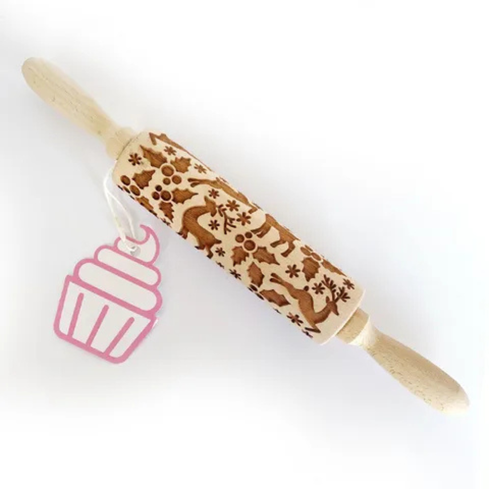 Cake Craft Wooden Rolling Pin Deer & Hollies