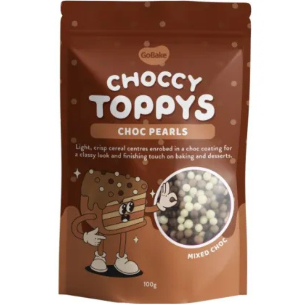 GoBake Choccy Toppys Choc Pearls Mixed Choc 100g