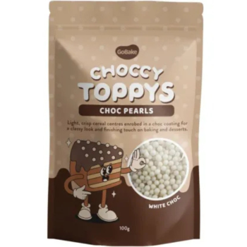 GoBake Choccy Toppys Choc Pearls White Choc 100g