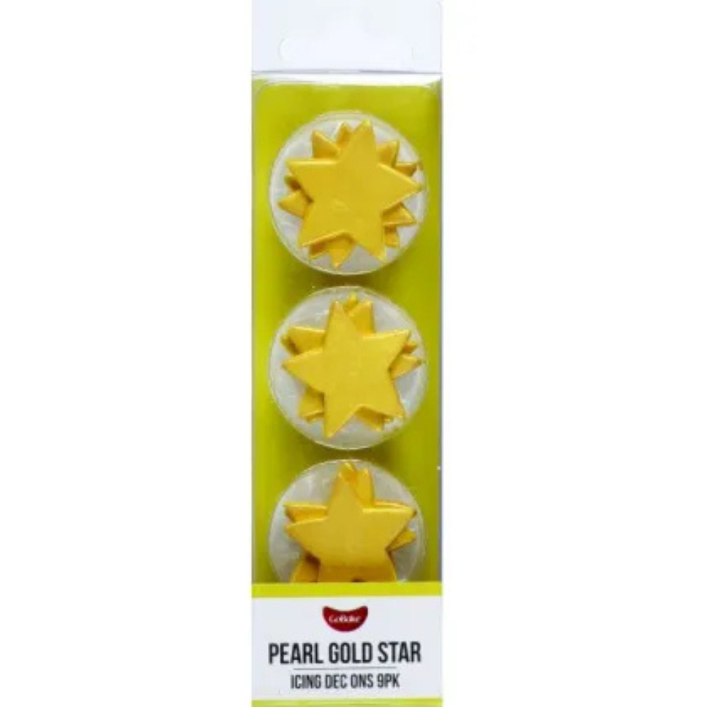 GoBake Dec Ons Pearl Gold Stars Pack of 9