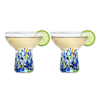 Khen Glassware Stemless Margarita Glass Confetti 414ml Set of 2