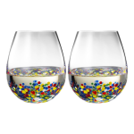 Khen Glassware Mexican Stemless Wine Glass Confetti 414ml Set of 2