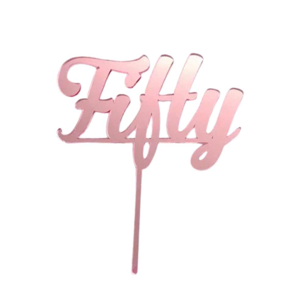 NUMBER FIFTY ROSE GOLD MIRROR ACRYLIC CAKE TOPPER