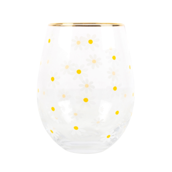 Springtime Stemless Wine Glass Daisies 500ml