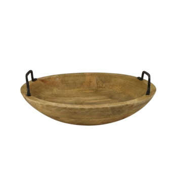 Assemble Erik Wood Bowl with Metal Handles 30cm