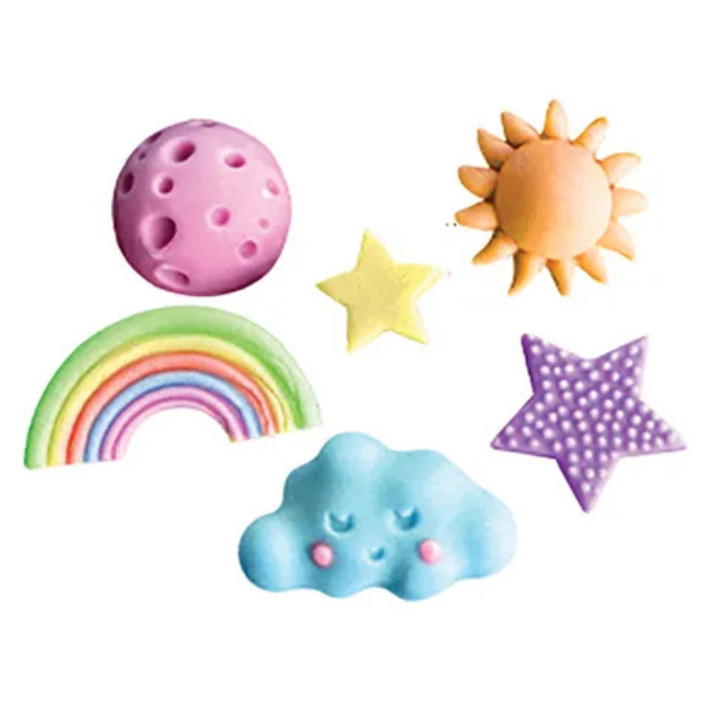 CLOUDS, MOON, MARS RAINBOW & STARS SILICONE MOULD (1)