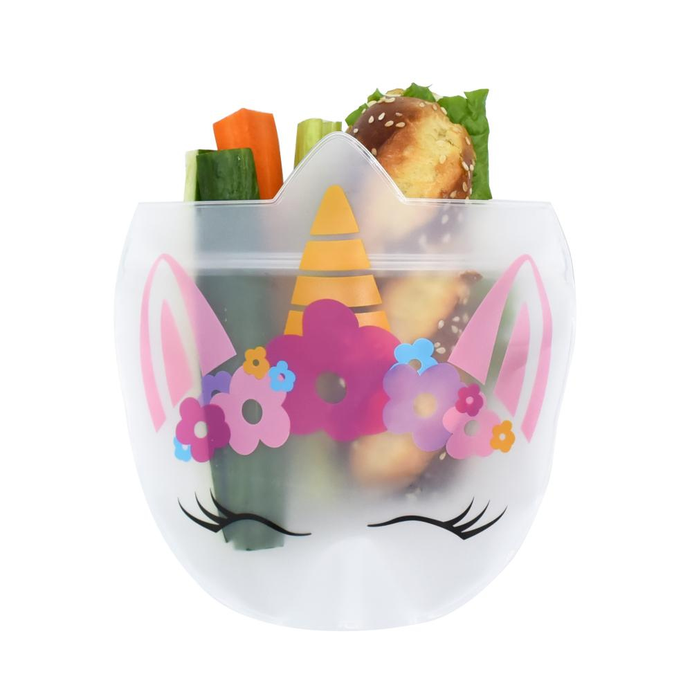 Melii PEVA Reusable Snack Bags 6pk FlowerUnicornRainbow (2)