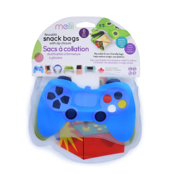 Melii PEVA Reusable Snack Bags 6 Pack Gaming