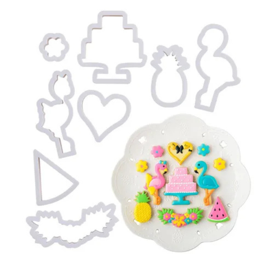 TROPICAL FLAMINGO COOKIE CUTTER SET 8 PIECES (1)