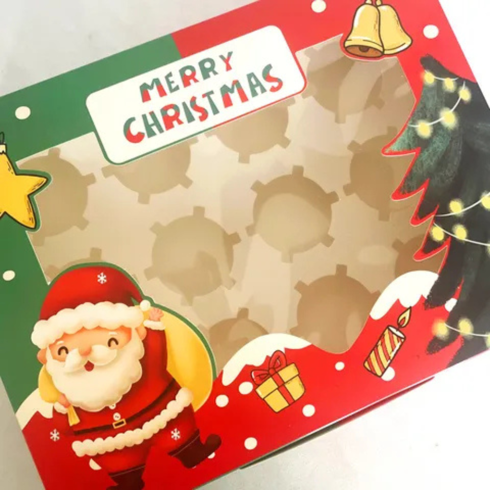 CHRISTMAS CUPCAKE BOX 12 HOLE (2)