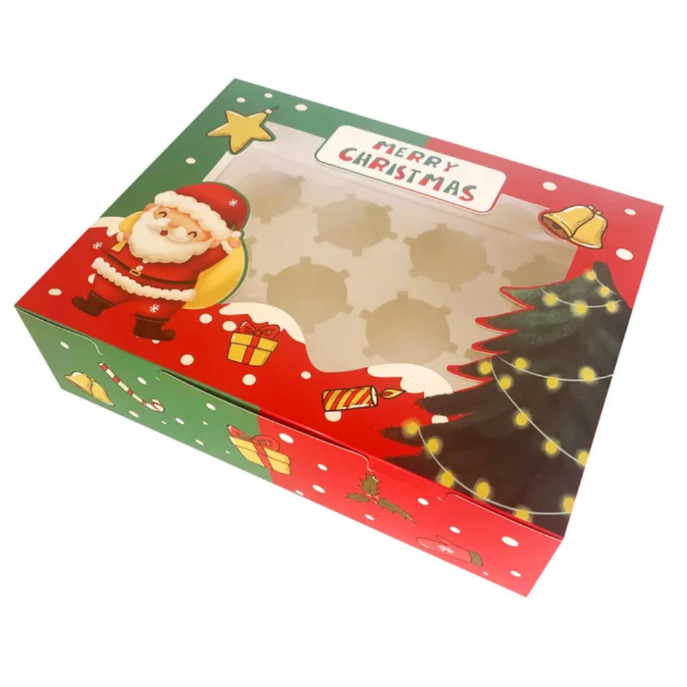 CHRISTMAS CUPCAKE BOX 12 HOLE