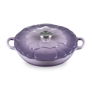 Le Creuset Signature Cast Iron Petal Shallow Casserole Bluebell Purple 26cm
