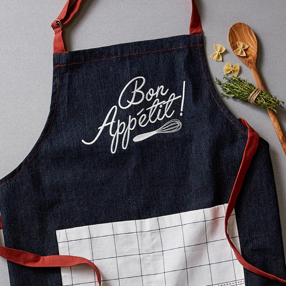 Design Imports Bon Appetit Denim Embroidered Apron (1)