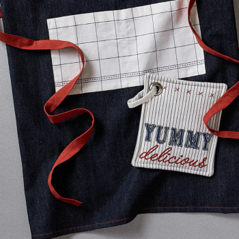 Design Imports Bon Appetit Denim Embroidered Apron (2)