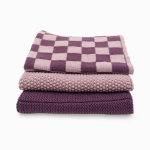 Ecovask Cloths Lite 3 Pack Grape Orchid Chequer 25x25cm