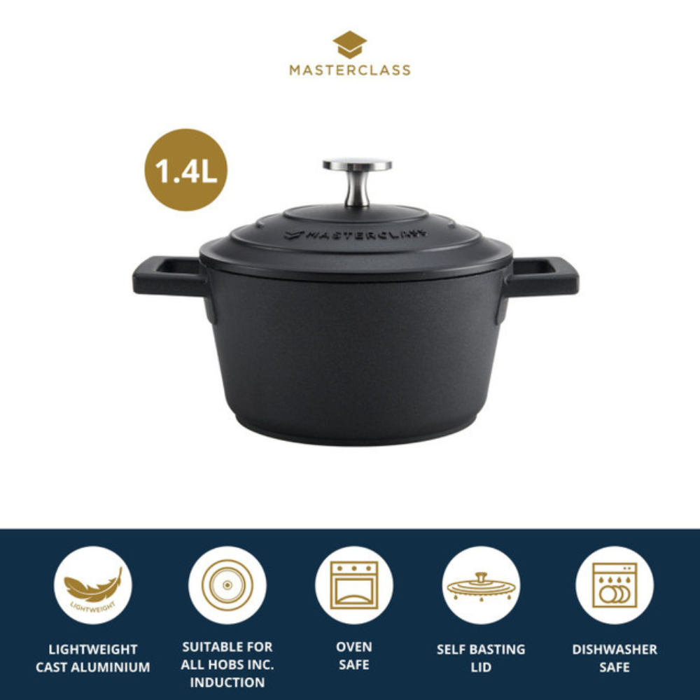 MasterCraft Cast Aluminium Casserole 1.4L Black (4)
