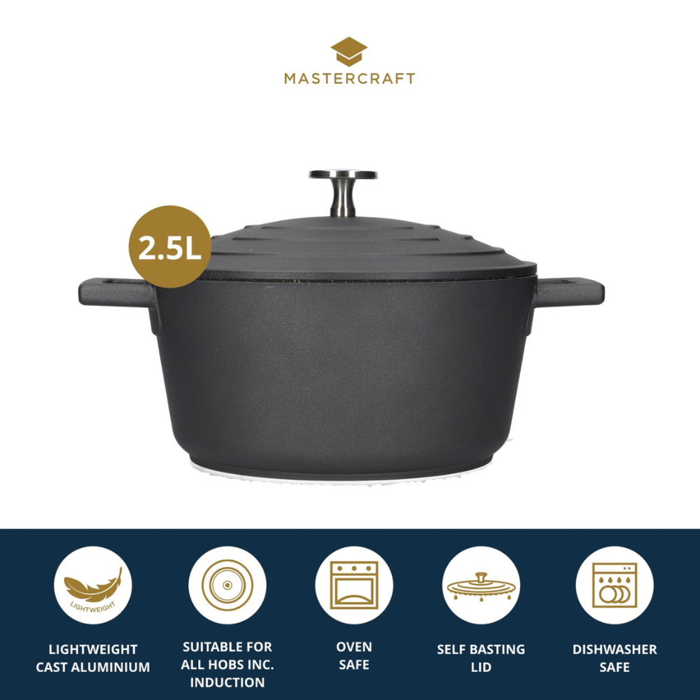 MasterCraft Cast Aluminium Casserole 2.5L Black (5)