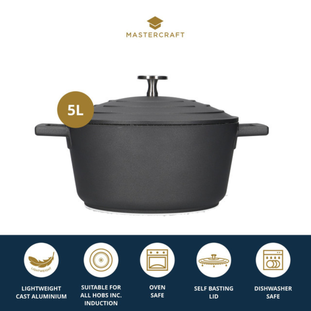MasterCraft Cast Aluminium Casserole 5L Black (7)