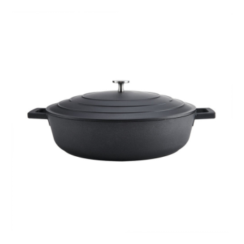 MasterCraft Cast Aluminium Shallow Casserole 4L Black
