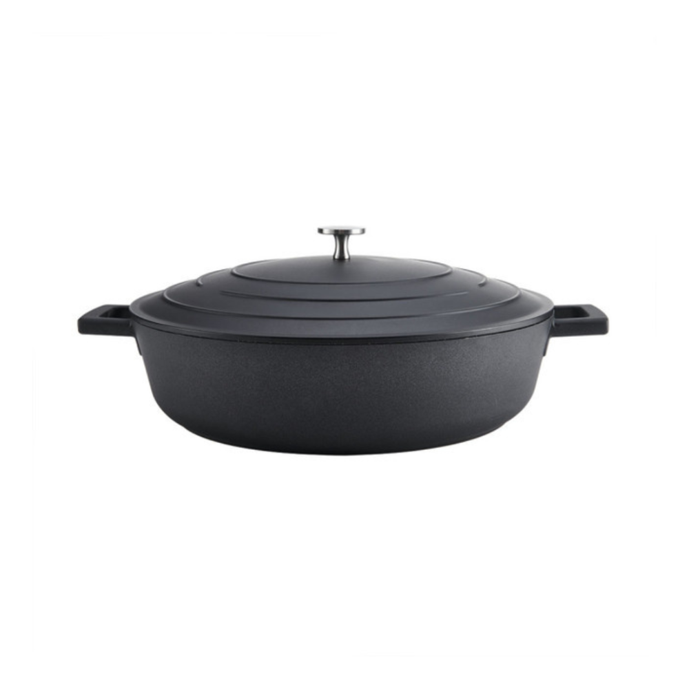 MasterCraft Cast Aluminium Shallow Casserole 4L Black